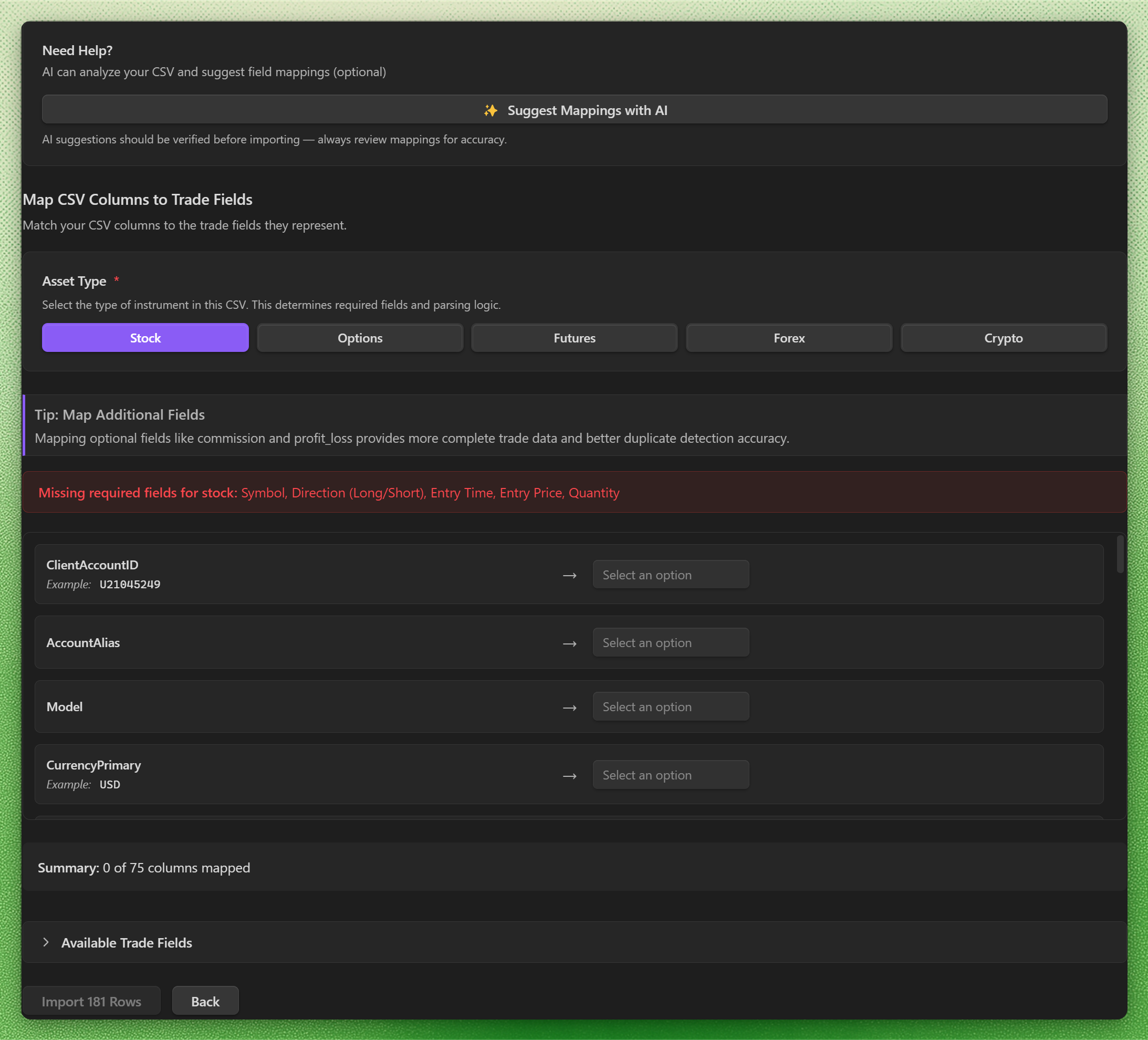 CSV Import feature demonstration