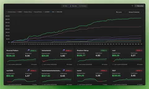 Setups overview showing performance curves and setup cards