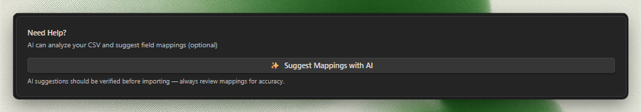 AI-assisted trade import mapping in Journalit